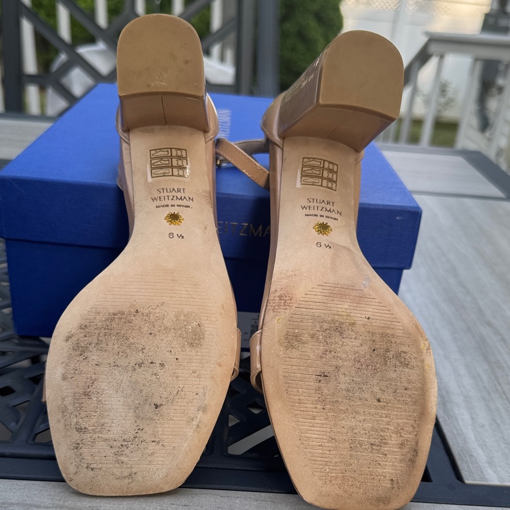 Stuart Weitzman Nude Block Heel Sandals - Picture 3 of 5